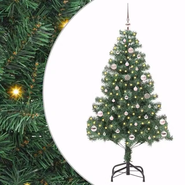 Berkfield Home Green PVC Christmas Tree with 150 LEDs and Stand, Height: 150 cm – 1