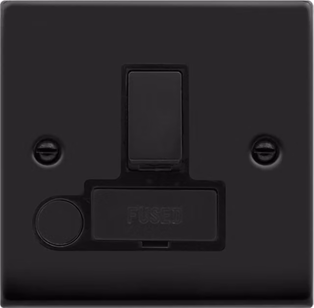 SE HOME Matt Black 13A Fused Ingot Connection Unit Switched With Flex