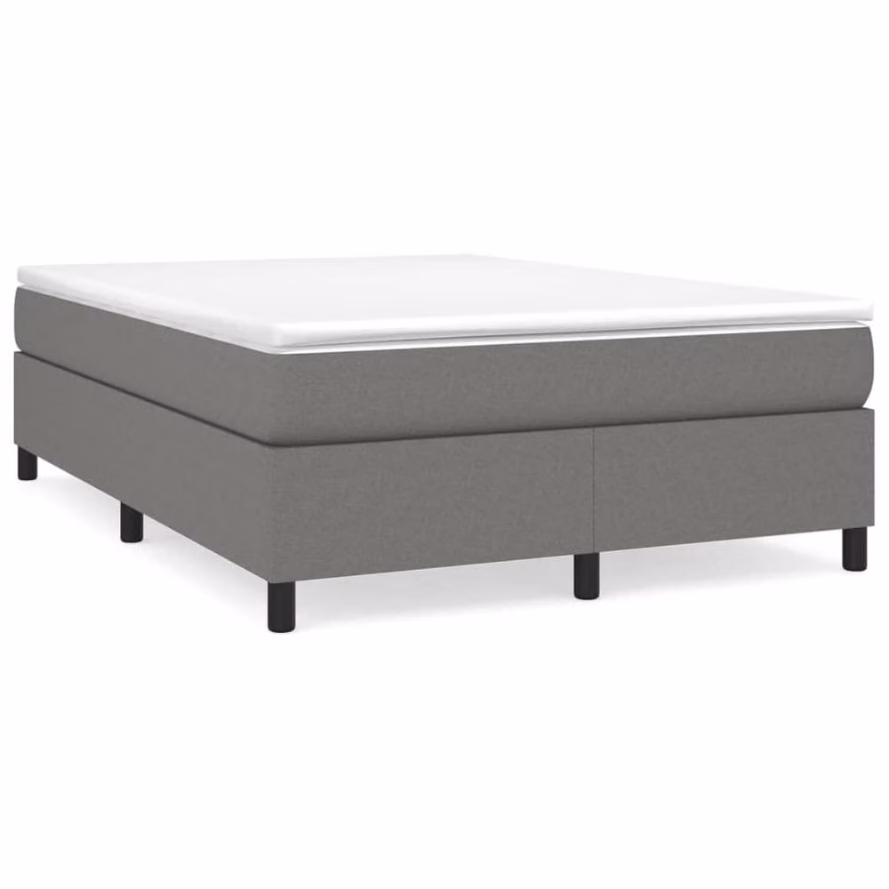 Berkfield Home Upholstered Box Spring Bed Frame in Grey, W: 135 cm, D: 190 cm – 2