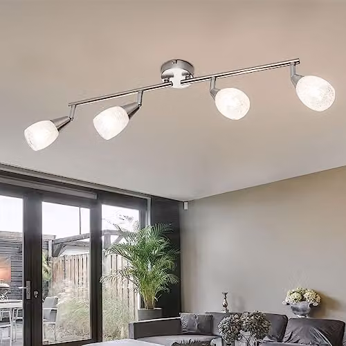 Globo Lighting Franziska Ceiling Spotlight Bar in Matt Nickel with Clear Glass and Crystals, 4x E14 – 2