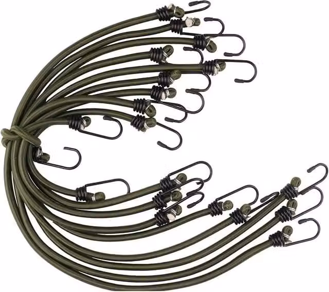 NESTLUNE 10 Pack Heavy Duty Elasticated Bungee Cords with Hooks in Green, Length: 52 cm – 1