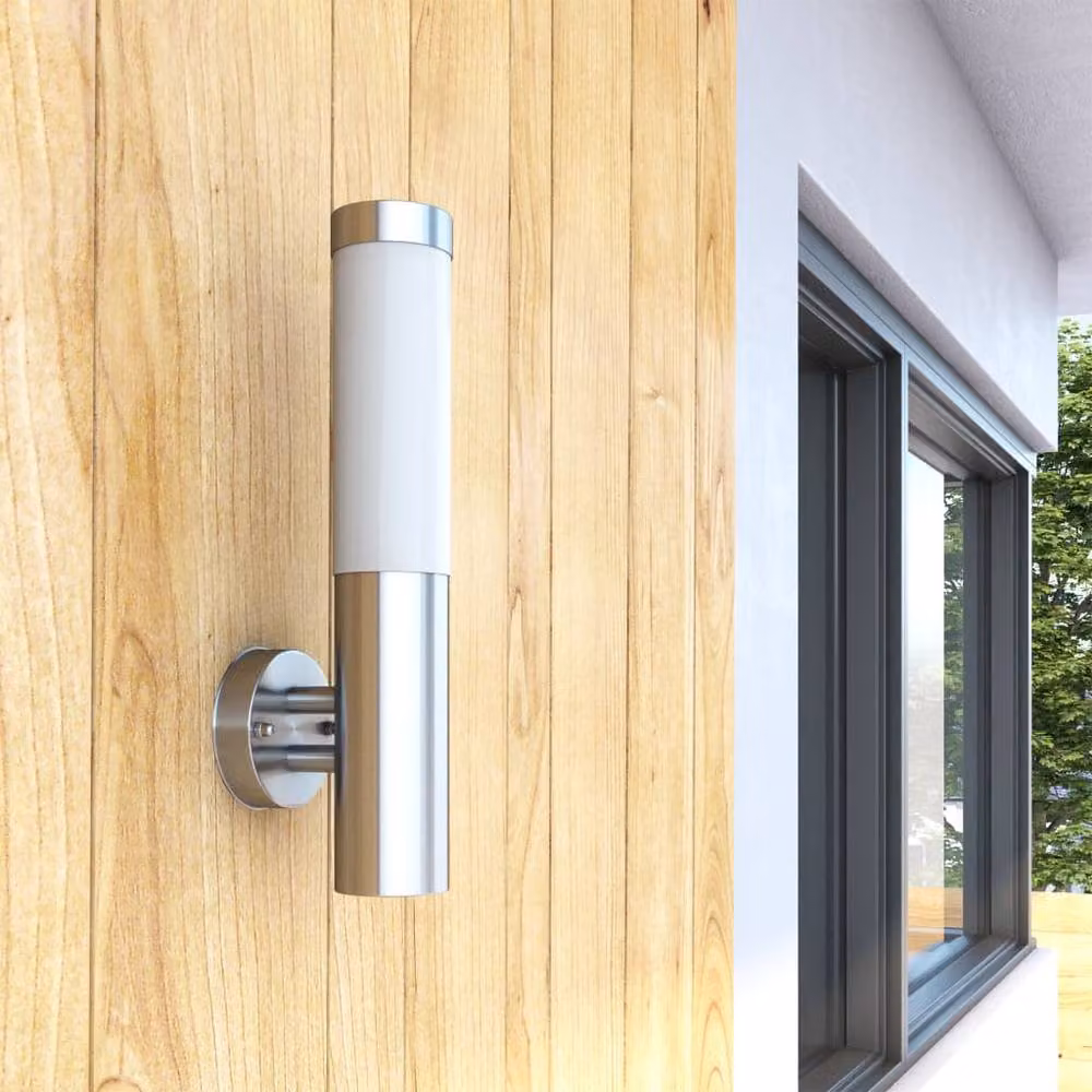 Berkfield Home Stainless Steel RVS Waterproof Wall Lamp in Silver for Indoor and Outdoor Use – 3