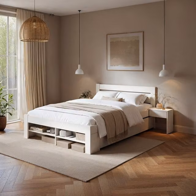 Noomi Pradis Storage Bed in White with Drawers, Solid Pine Wood, 180 x 200 cm – 1