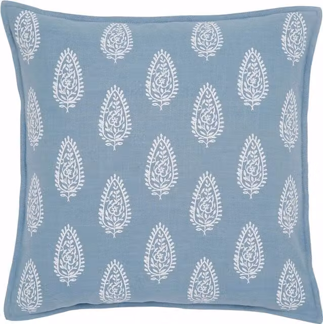 Murmur Ida Square Cotton Cushion in Blue, W/D/H: 50 x 50 x 50 cm