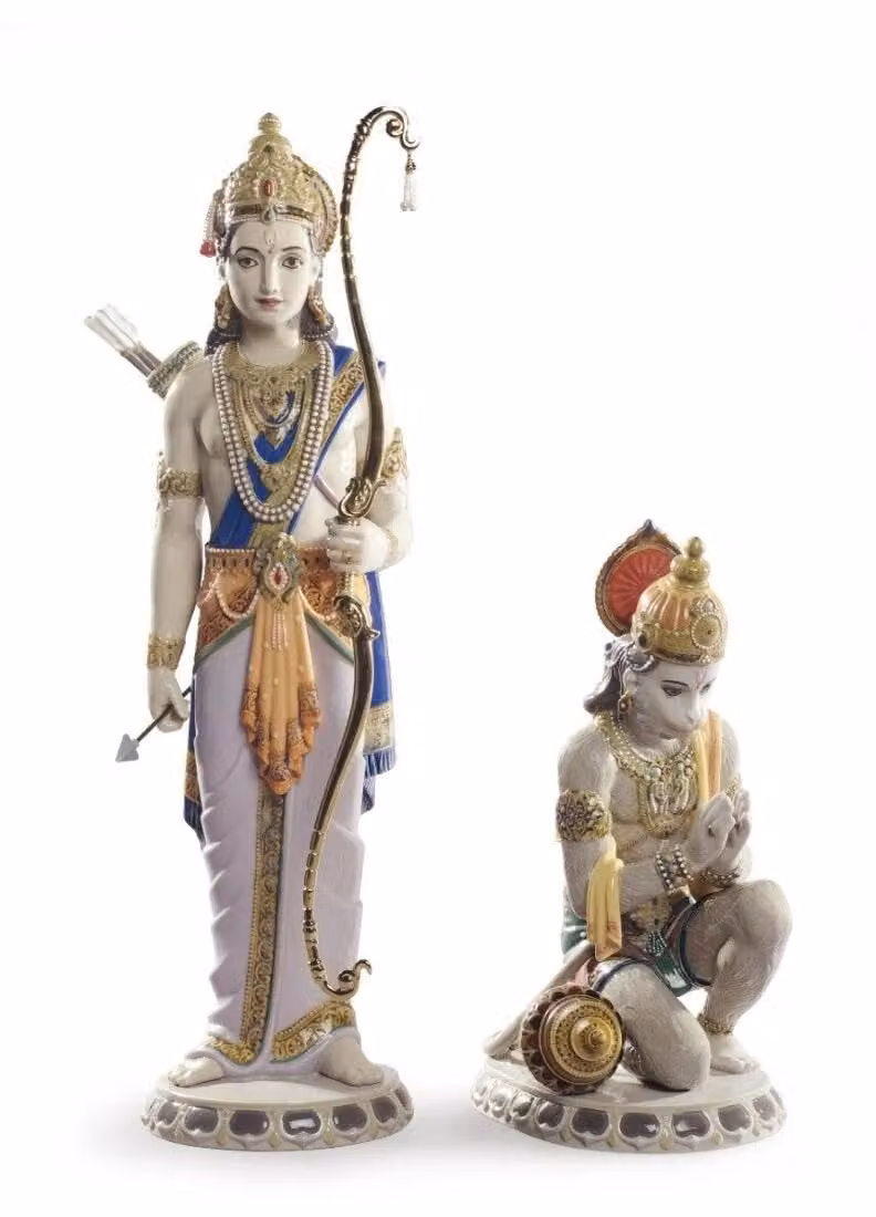 Lladró Lakshman and Hanuman Limited Edition Multicolour Porcelain Sculpture