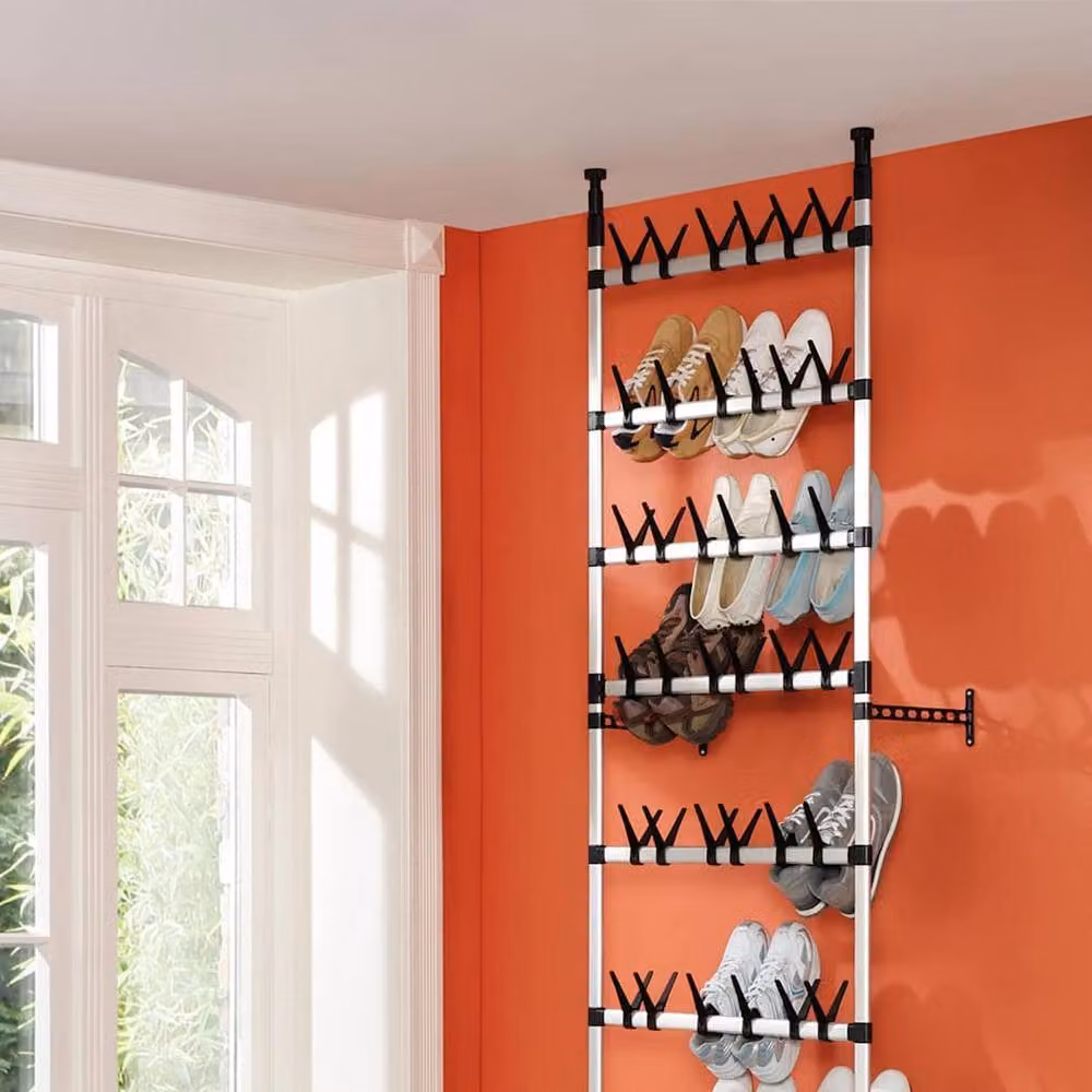 Berkfield Home Telescopic Silver Aluminium Shoe Rack with Hanging Rods – 2
