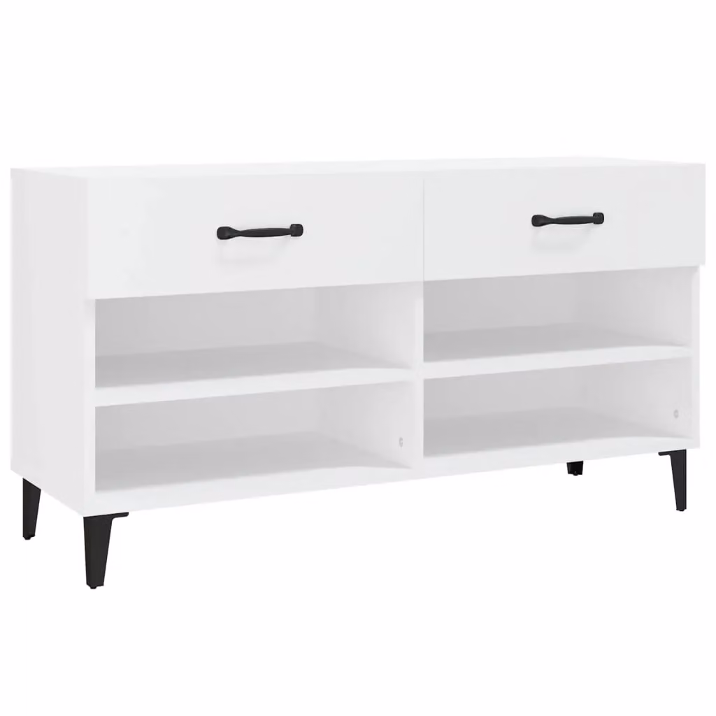 Berkfield Home White Modern Wall Mounted Shoe Cabinet with Doors and Drawers W/D/H: 102 x 35 x 55 cm – 2