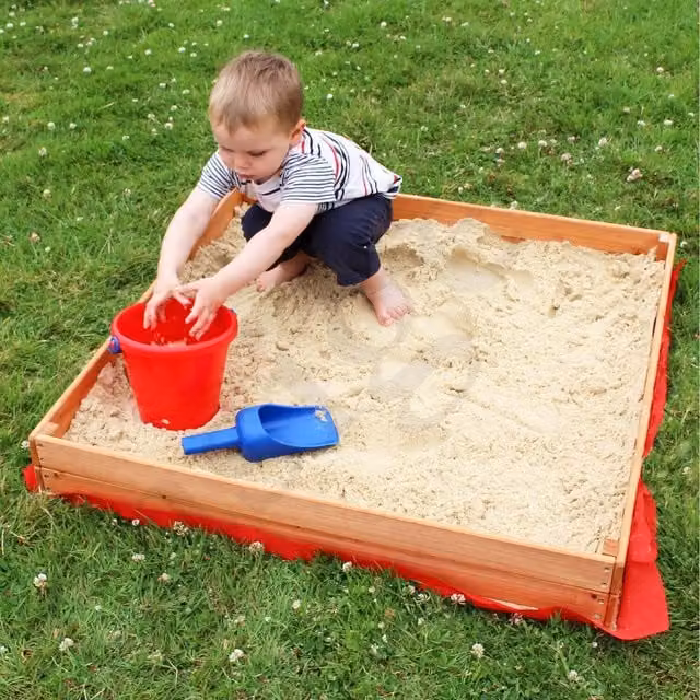 Actiasgear Wooden Sandpit with Cover, Brown, W/D/H: 90 x 90 x 18 cm