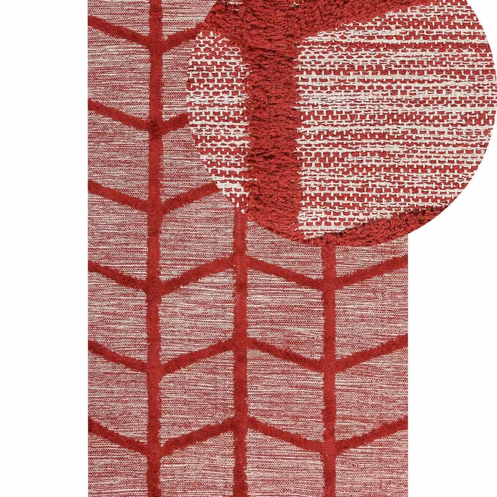 Wyld and Coco Red Geometric Hand-Tufted Cotton Rectangular Rug W: 80 cm, L: 150 cm – 2