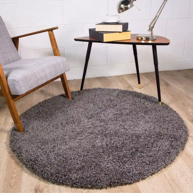 The Rug House Soft Value Shaggy Pile Square Area Rug in Grey, W x W: 135 x 135 cm