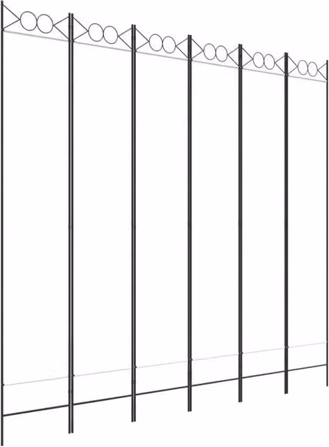 Berkfield Home 6-Panel Fabric and Metal Room Divider in White, W/H: 240 x 220 cm – 1