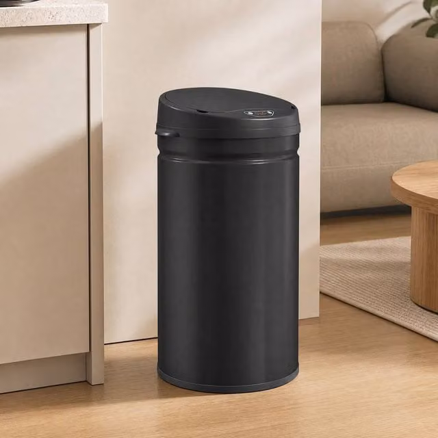 STILVORA 30L Sensor Bin in Black with Soft-Close and Fingerprint-Proof Stainless Steel Finish – 1