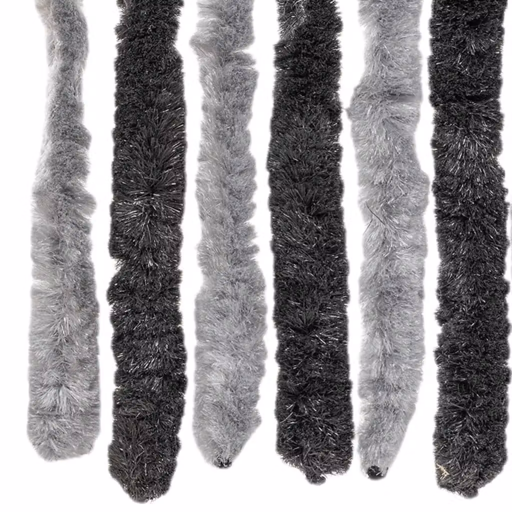 Berkfield Home Chenille Fly Curtain in Grey and Black, W: 100 cm, H: 220 cm – 4
