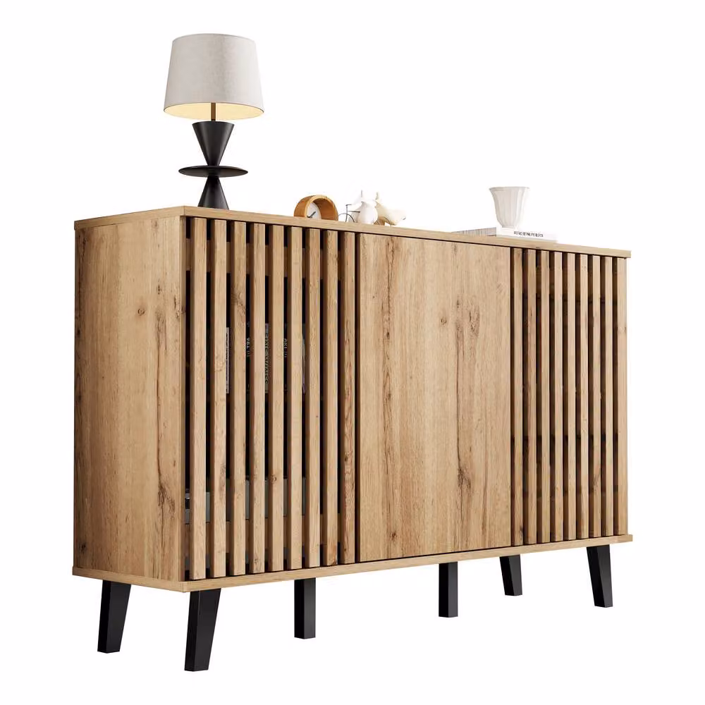 Matteo Modern Vintage Wood Effect Sideboard Cabinet with 3 Doors in Brown – 2