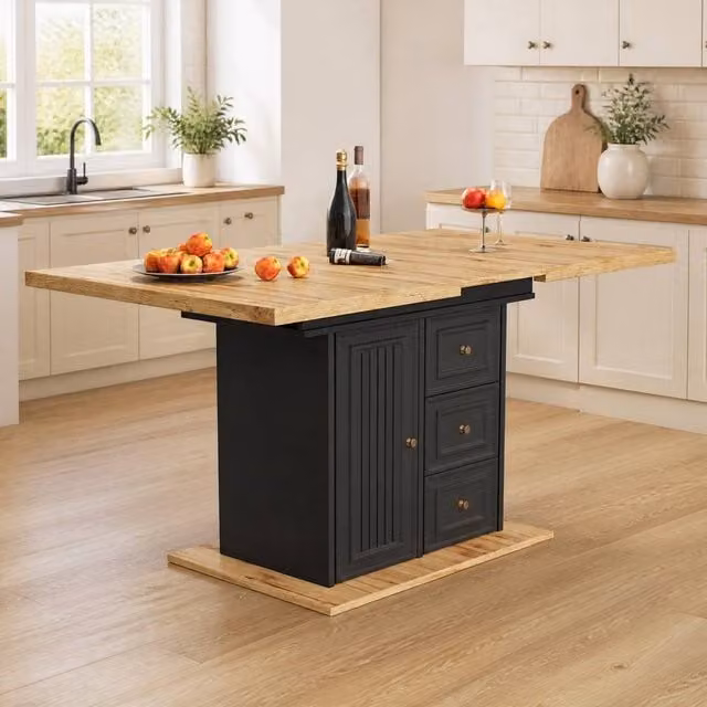 STILVORA Black Extendable Rectangular Dining Table with Matt Finish, W/D/H: 140 x 80 x 75 cm