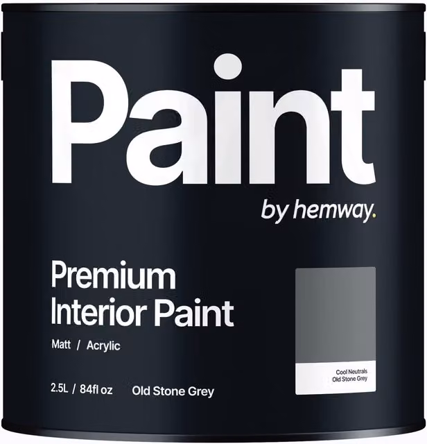 Hemway Matt Acrylic Interior Dispersion Paint in Grey, 2.5 l