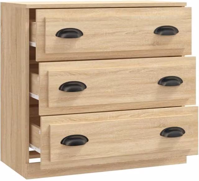 Berkfield Home Sonoma Oak Sideboard in Beige, W/D/H: 70 x 35.5 x 67.5 cm – 1
