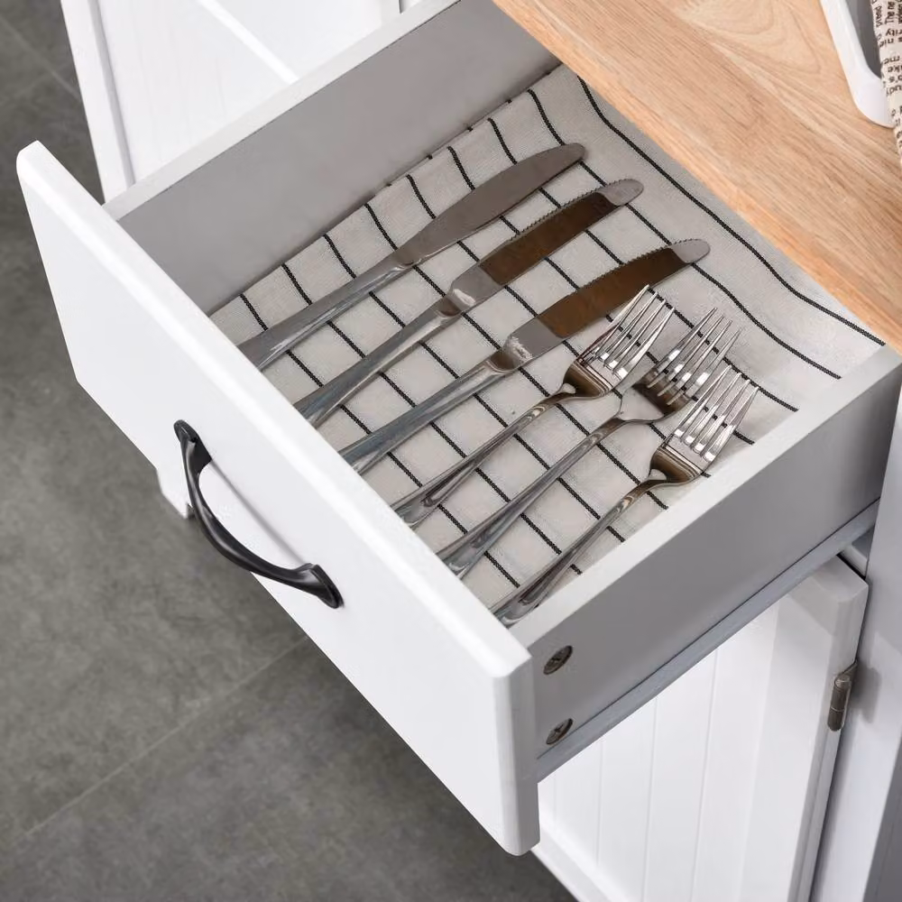Wyld Haus Vamalu White Wooden Kitchen Cabinet with 2 Drawers and Adjustable Shelf, W/D/H: 74 x 40 x 94 cm – 4