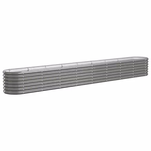 vidaXL Grey Galvanised Steel Garden Raised Bed W/D/H: 332 x 40 x 36 cm