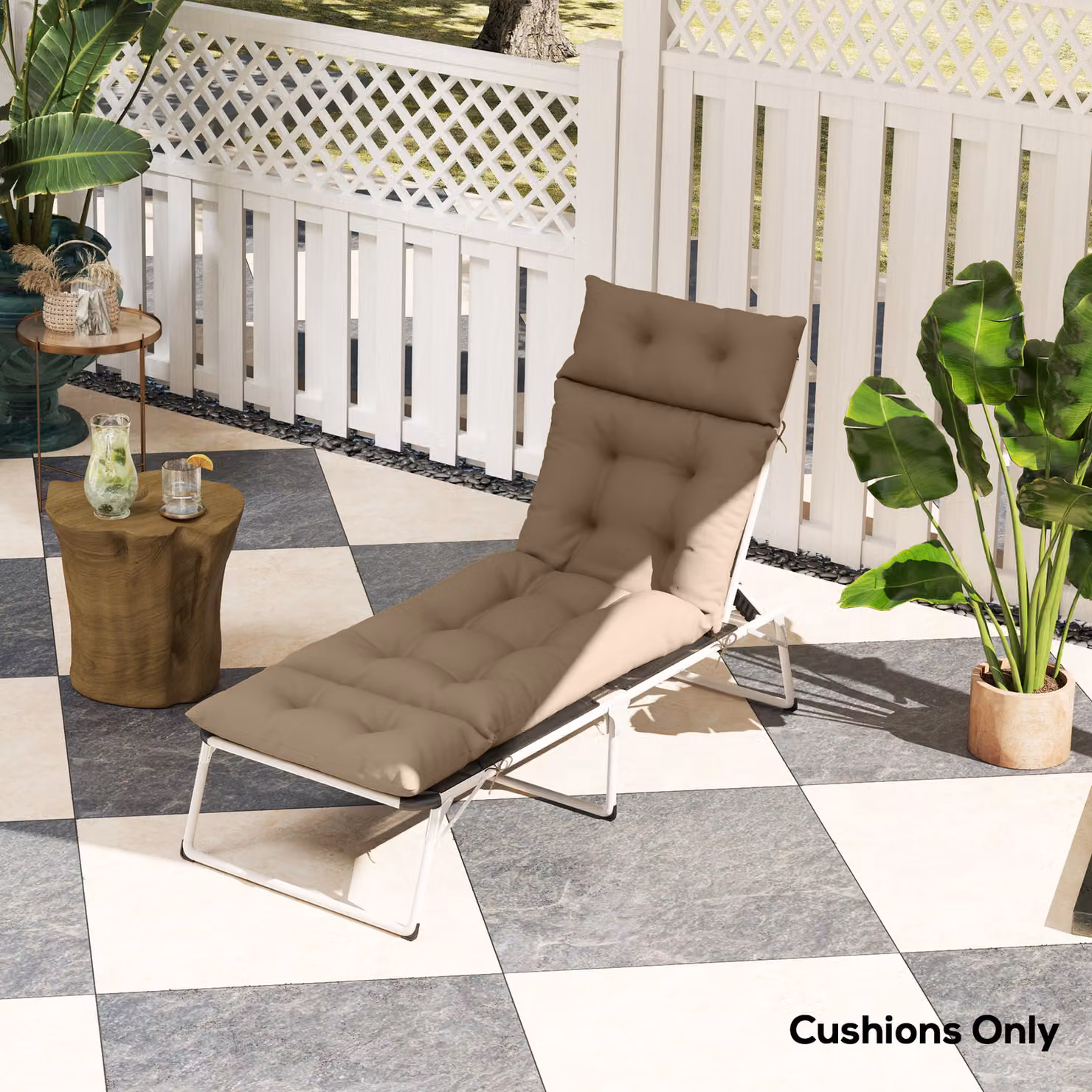 Outsunny Sun Lounger Replacement Cushion in Beige, W: 190 cm, D: 56 cm, H: 10 cm – 6