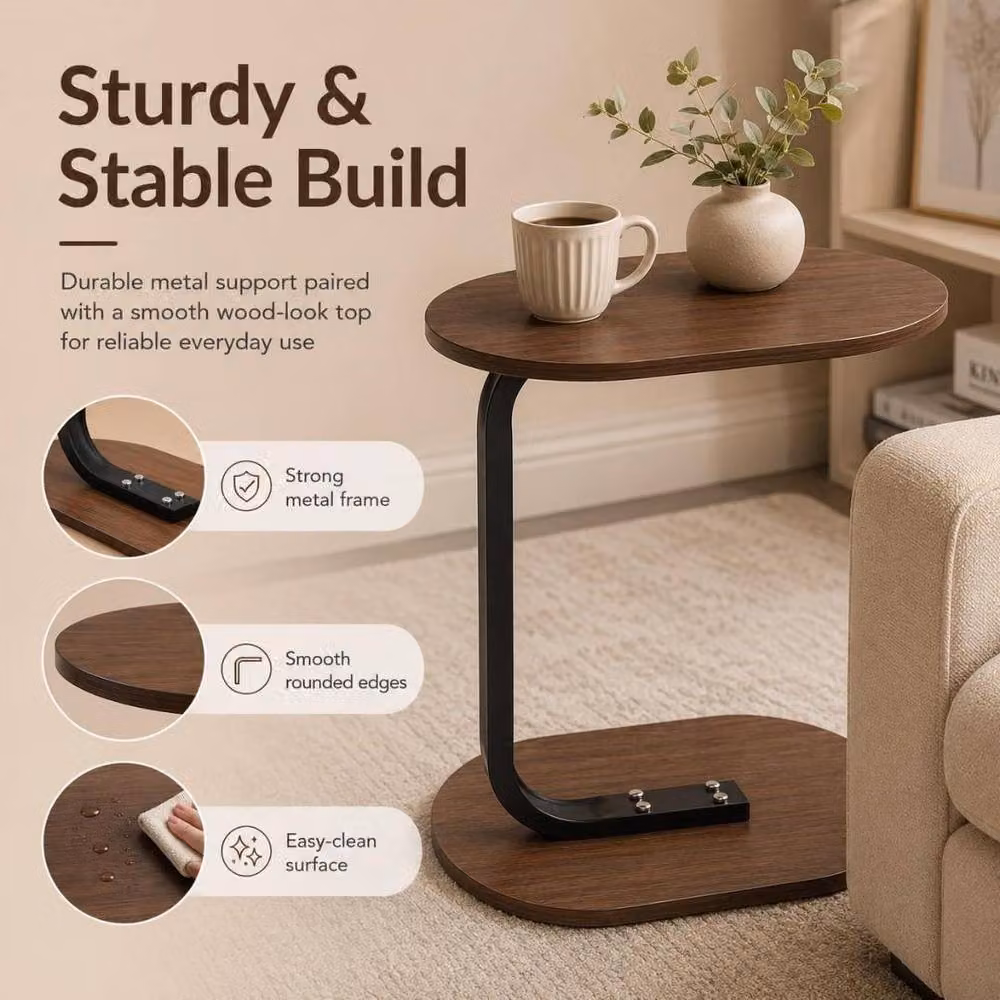 MANTRARAJ Brown Minimalist Side Table for Bedroom, Living Room or Home Office – 3