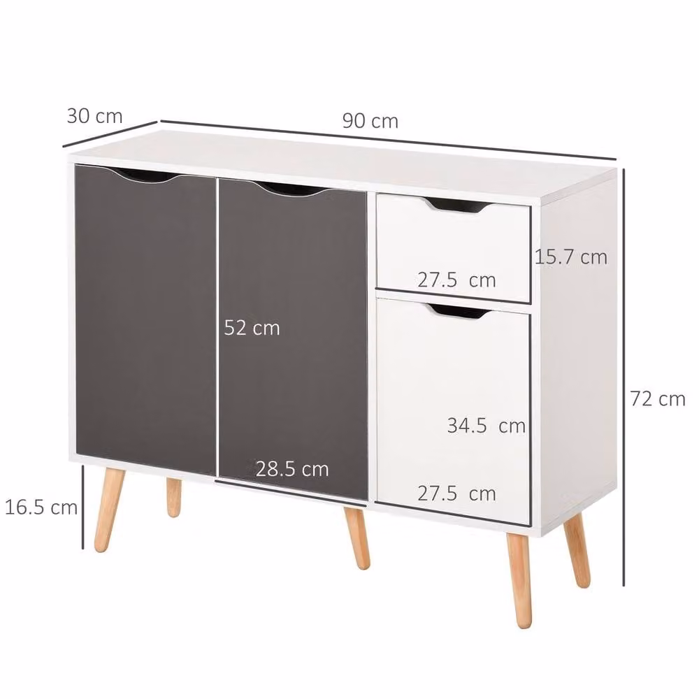 Kelvenix White Matt Storage Cabinet Sideboard with Drawer – 2