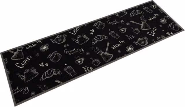 Berkfield Home Morning Black Washable Velvet Kitchen Rug, W/D/H: 45 x 150 cm – 1