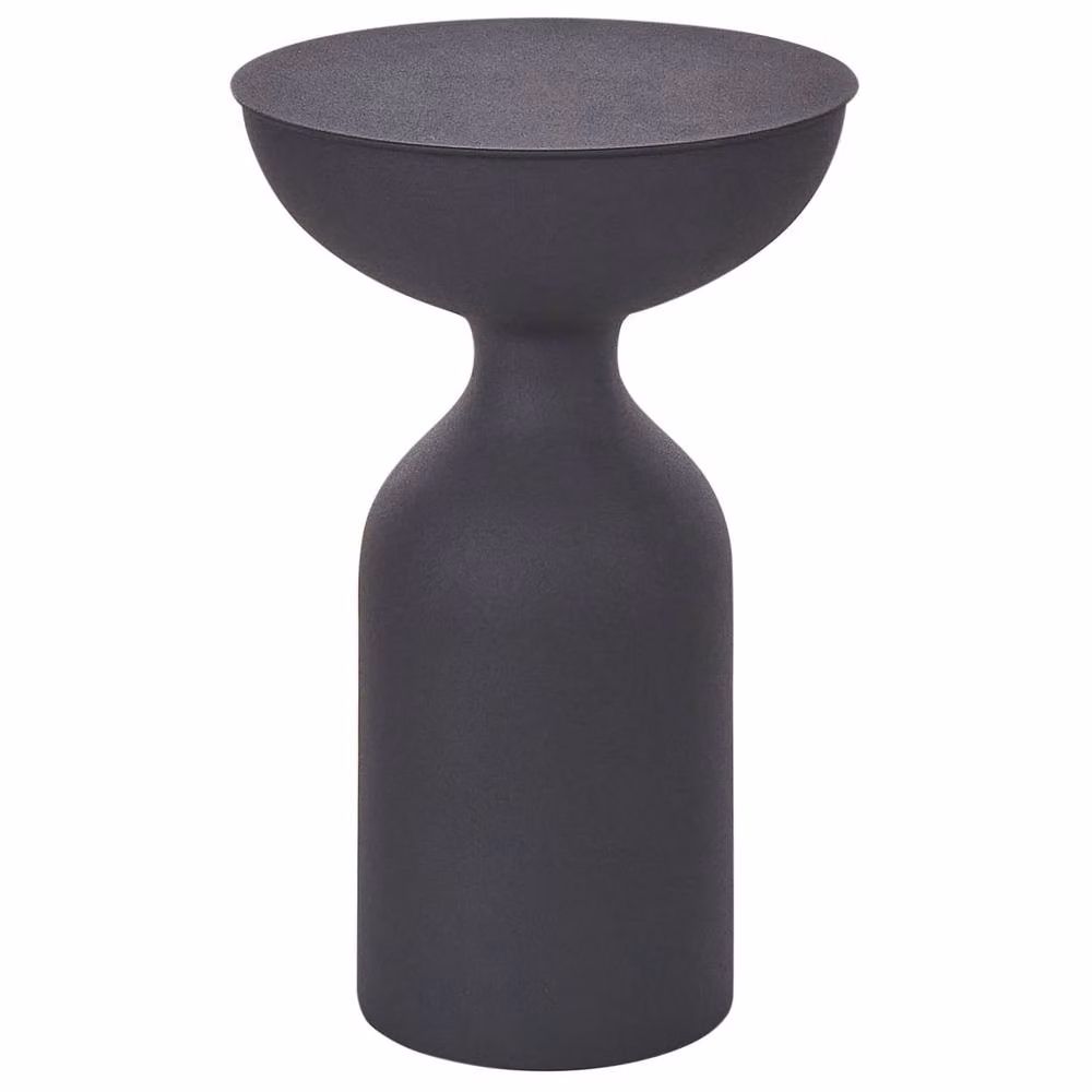 Wyld and Coco Set of 2 Modern Round Black Matt Metal Side Tables – 3