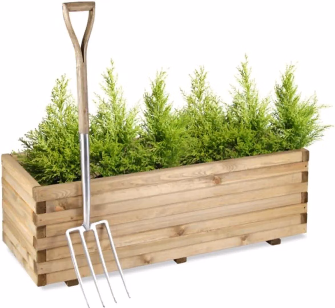 Primrose Natural Pine Wooden Raised Bed Outdoor Trough Planter, Width: 90 cm – 2