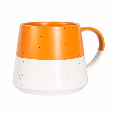 Nicola Spring Ceramic Dipped Flecked Stoneware Coffee Mug, 370ml, Orange and Pink – 1