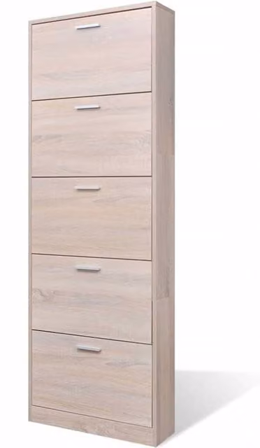 Berkfield Home Oak Look Wooden Shoe Cabinet with 5 Tilting Compartments in Brown and Beige