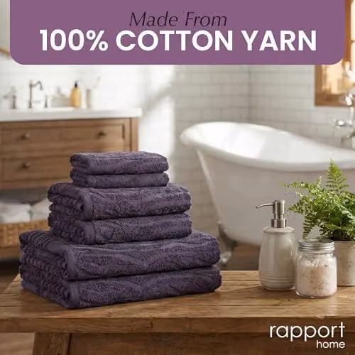 Rapport Home Safari 6-Piece Cotton Towel Bale Set in Purple, 500gsm – 4