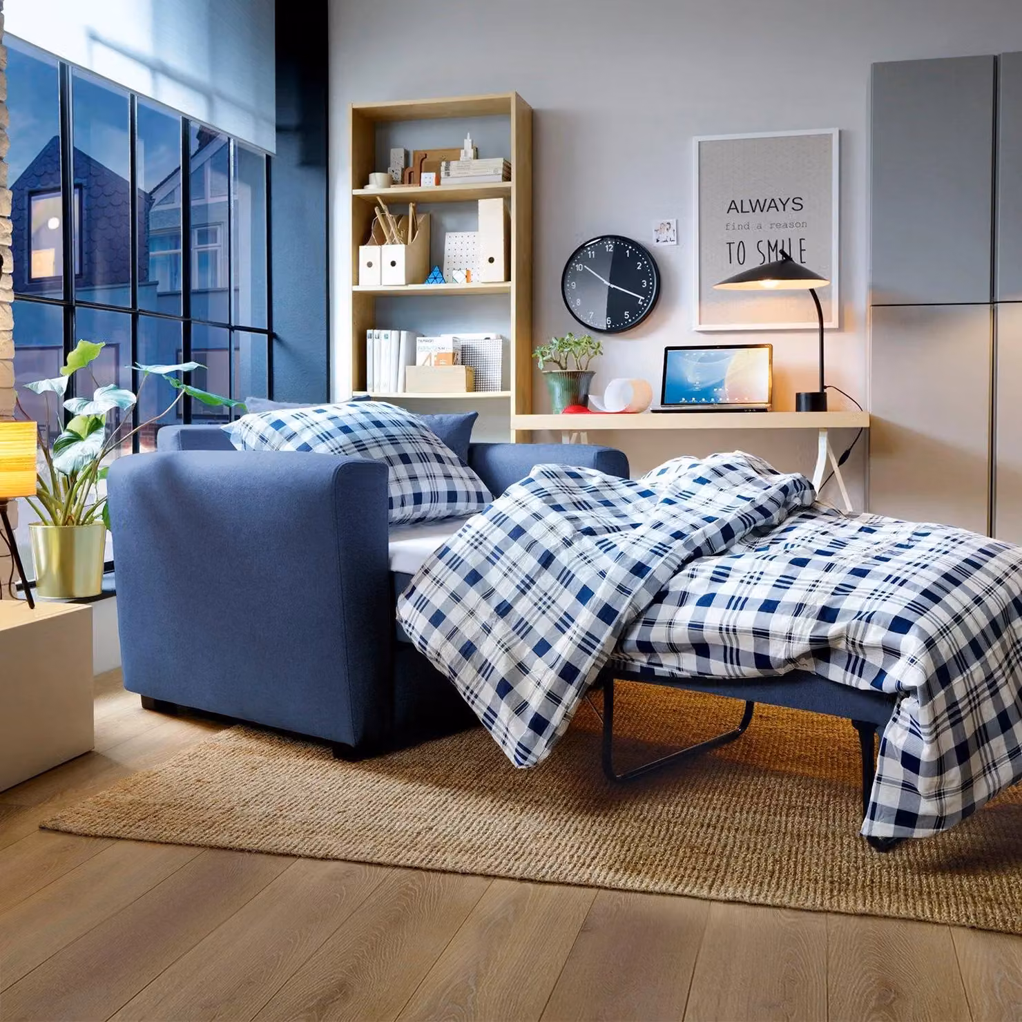 Abakus Direct Olly Single Sofa Bed in Blue Velvet Fabric – 2