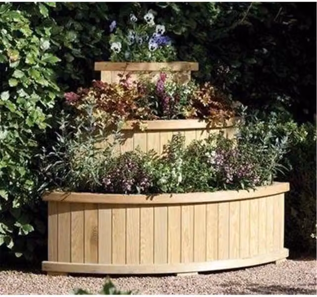 Cheshire Deluxe Cascade Planter in Light Oak Brown and Beige Wood – 1