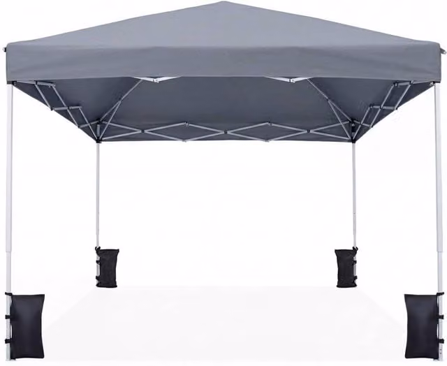 Gymax Commercial Pop Up Canopy Camping Gazebo in Grey and Silver, W/D/H: 290 x 290 x 230 cm
