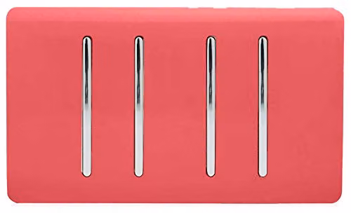 Trendi 4 Gang 3 Way Intermediate 10 Amp Rocker Light Switch in Red