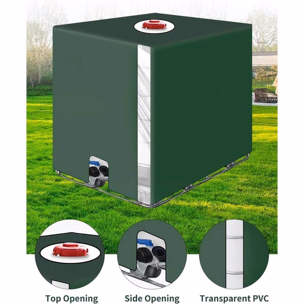 FLAVORA Waterproof Resistant IBC Container Cover, Green, 0.6m2 – 2