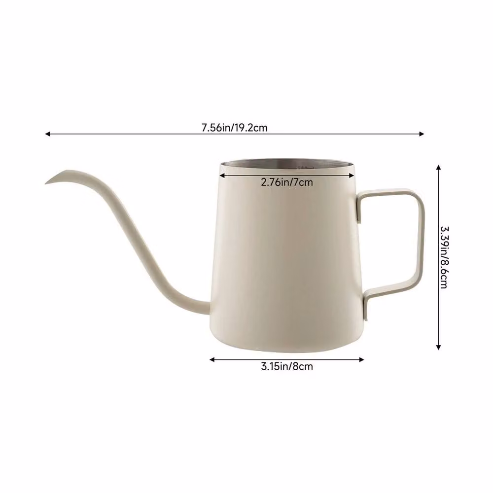 FORGEVIO Stainless Steel Pour-Over Gooseneck Kettle, 350ml, White/Beige – 3