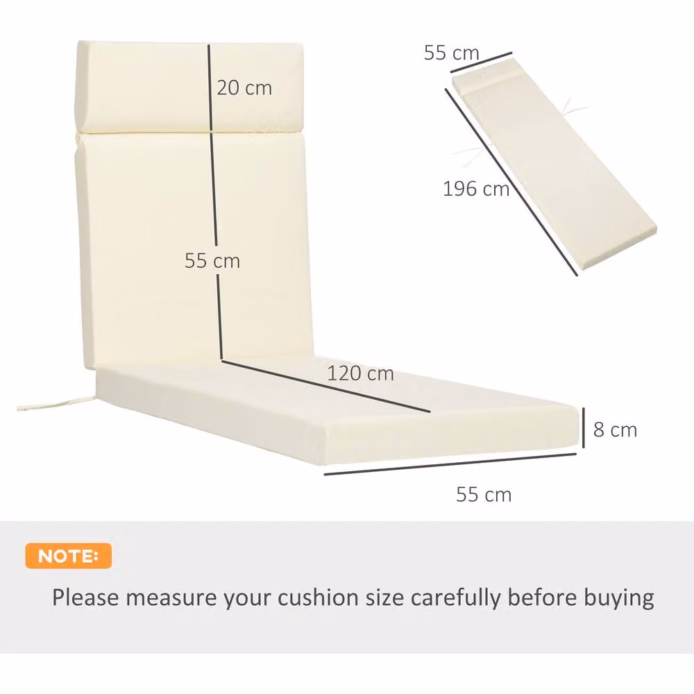 Outsunny Set of 2 Replacement Sun Lounger Cushions in Beige and White – 2