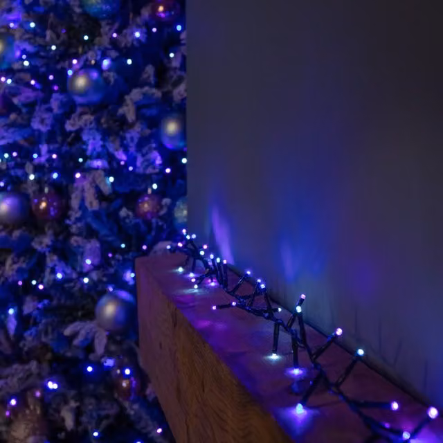 Samuel Alexander TreeBrights 1000 LED Christmas String Lights with Timer in Blue, Purple and White