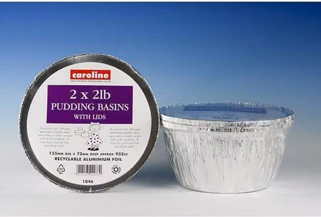 Caroline Silver Foil Pudding Basins with Lids, 932ml, 2 Pack – 1