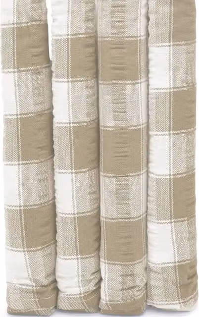 Kitchen Trends Set of 4 Stain Repellent Gingham Check Seersucker Napkins in Natural Beige and Orange