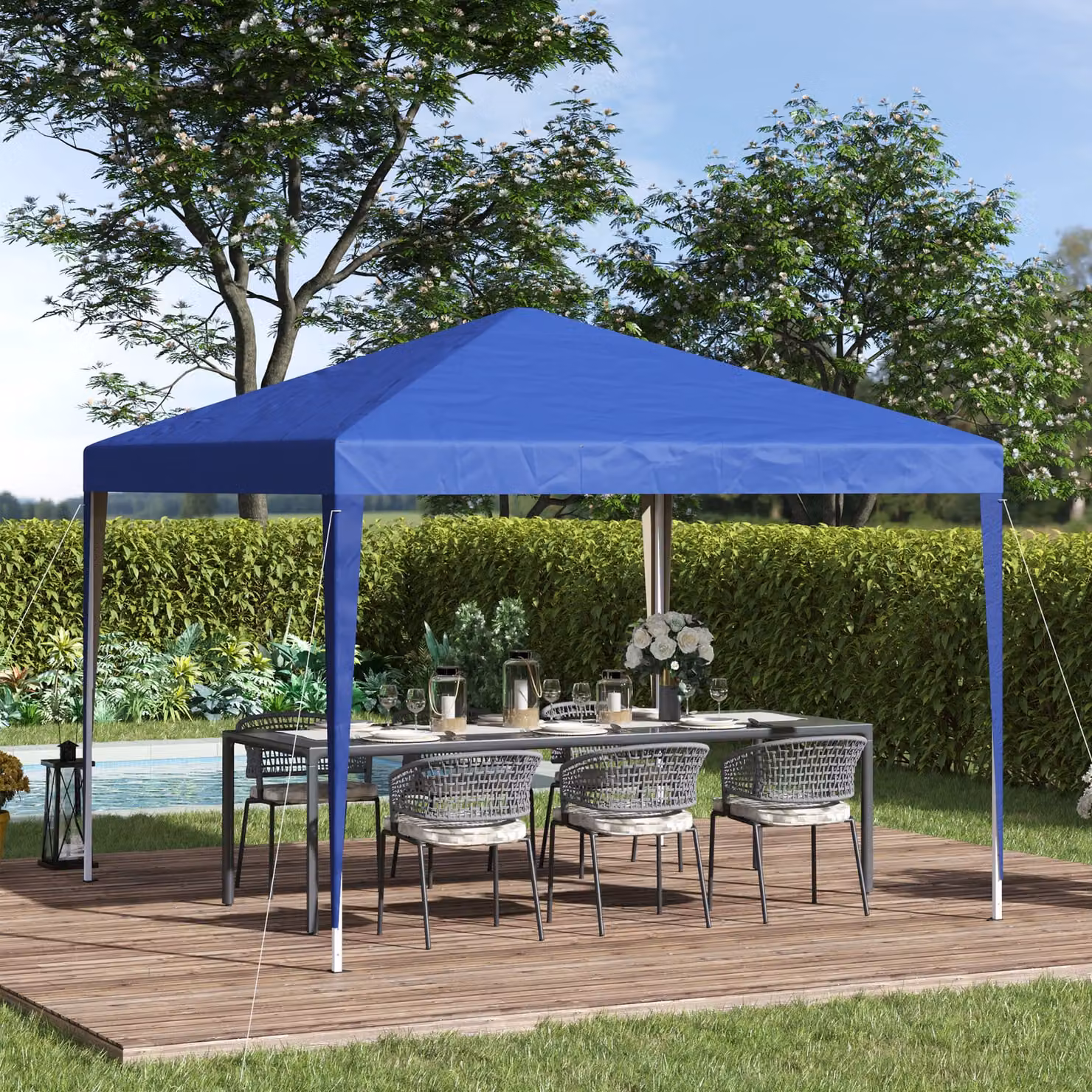 Outsunny Blue Weather Resistant Pop Up Gazebo with Sides, W: 300 cm, D: 300 cm, H: 255 cm – 2