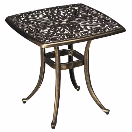 Outsunny Bronze Cast Aluminium Outdoor Garden Table, W/D: 54 x 54 cm