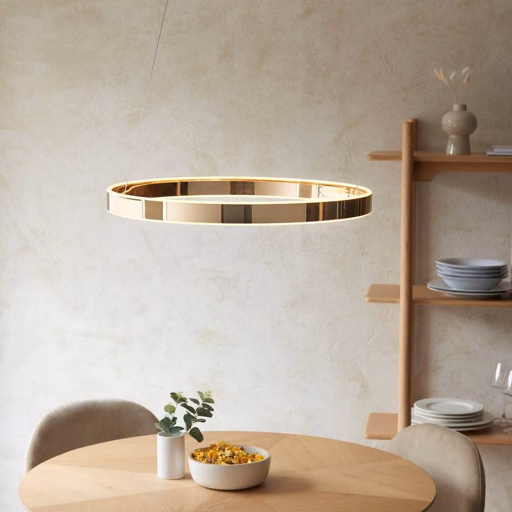 Netlighting Gen LED Suspended Pendant Light in Gold/Brass Finish with Frosted Acrylic – 2