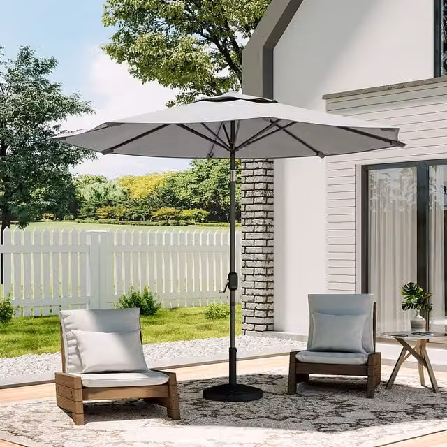 Livingandhome 3M Grey Patio Parasol with Resin Base