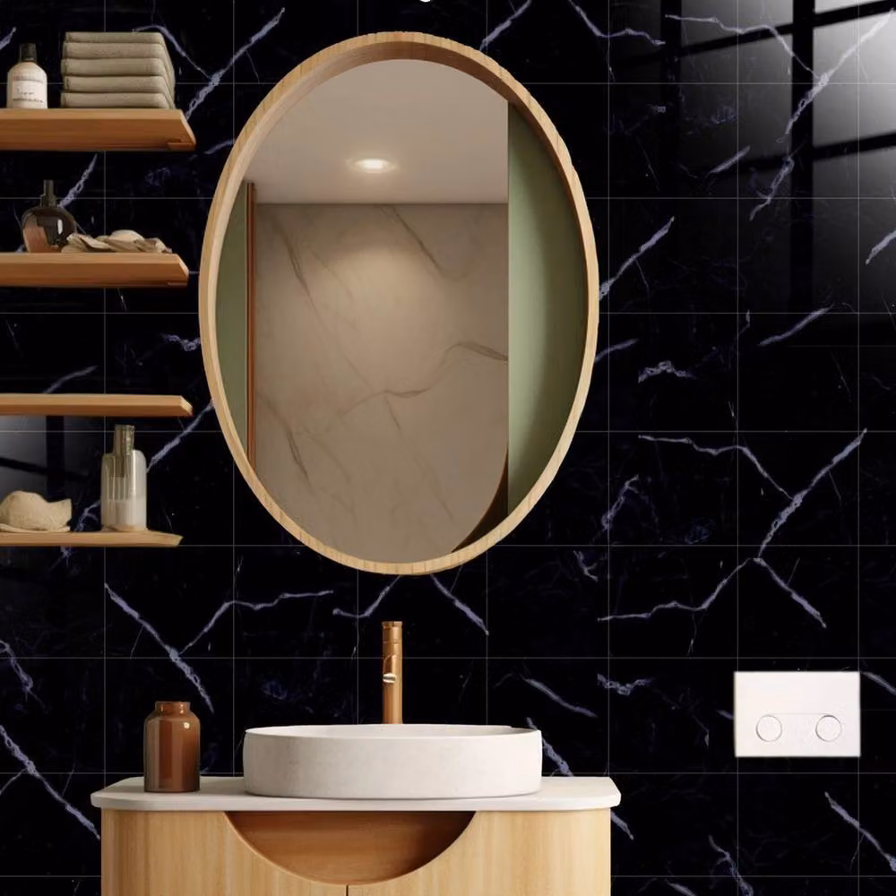 PAWNORA Coal Black Marble Look Glossy Wall Tile Stickers – 3