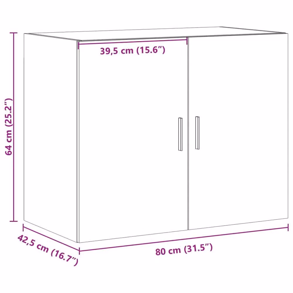 Berkfield Home Wall Mounted Cabinet in Smoked Oak Brown, W/D/H: 80 x 42.5 x 64 cm – 7