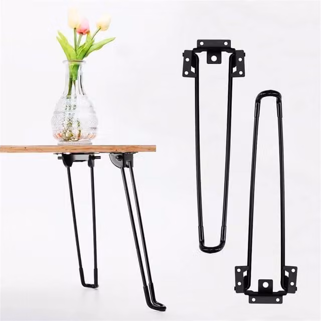 Nordara 4-Piece Set of Black Folding Steel Table Legs
