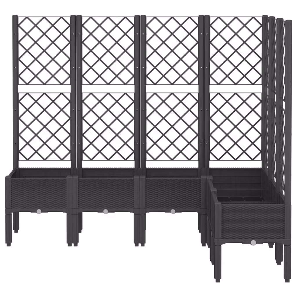 Berkfield Home Garden Planter with Trellis in Black, W/D/H: 160 x 120 x 142 cm – 3